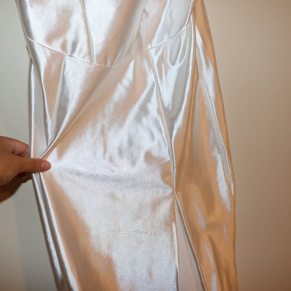 WHITE SATIN STRAP DRESS - Picture 4 of 11
